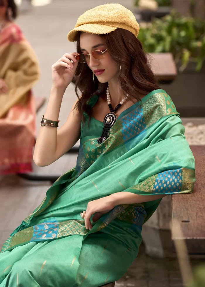 Sea Green Banarasi Silk Saree