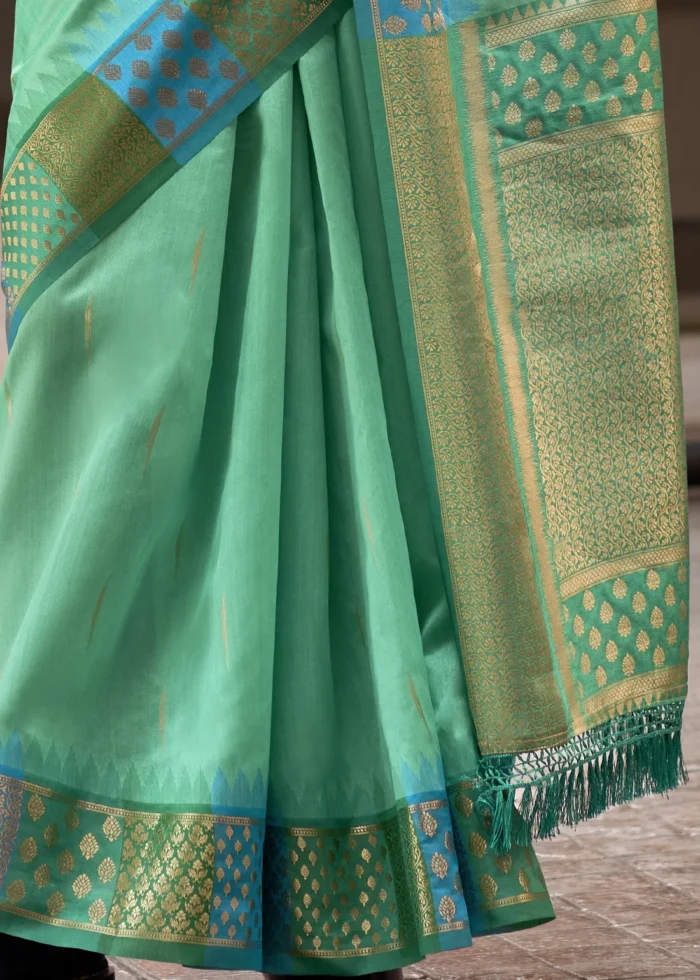 Sea Green Banarasi Silk Saree