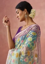 Sea Green Woven Organza Brasso Saree