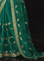 Teal Embroidered Tissue Silk Saree with Embroidered Blouse