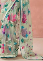 Teal Woven Organza Brasso Saree