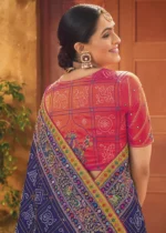 Violet Embroidered Saree with Kacchi Work