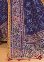 Violet Embroidered Saree with Kacchi Work