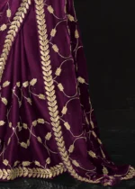 Wine Embroidered Tissue Silk Saree