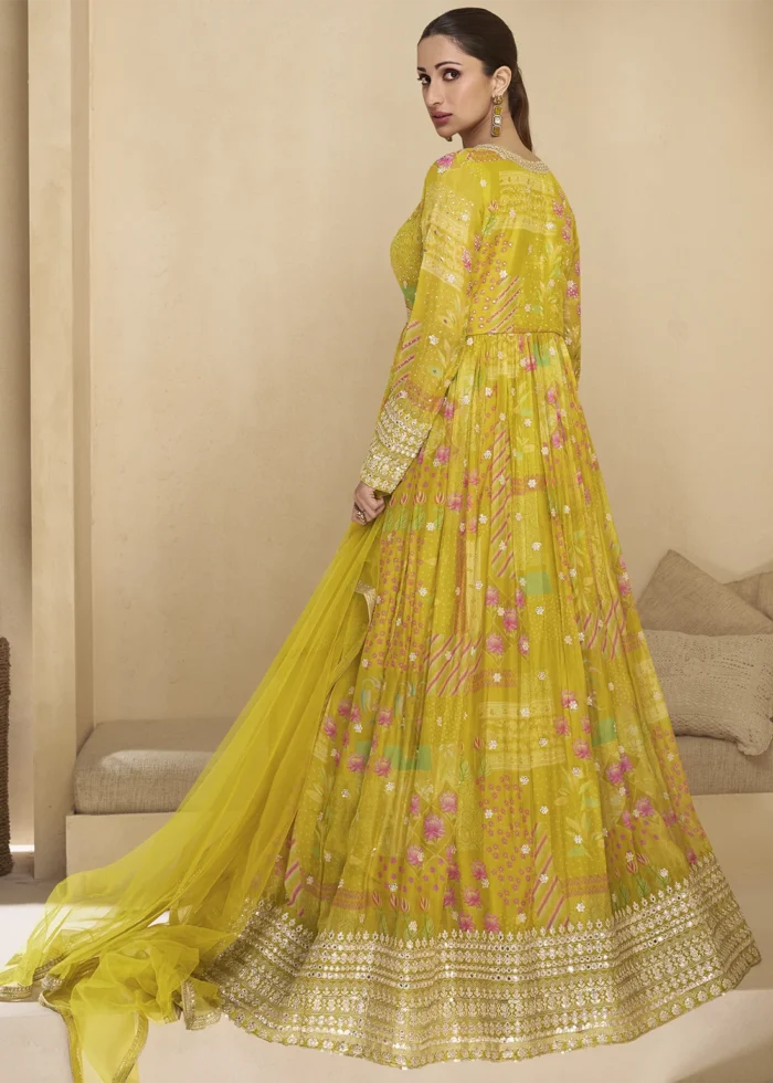 Yellow Georgette Anarkali Gown