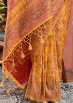 Yellow Kashmiri Jamawar Pashmina Saree