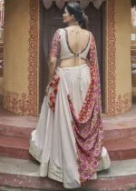 Beige Lehenga Choli with Mirror Work