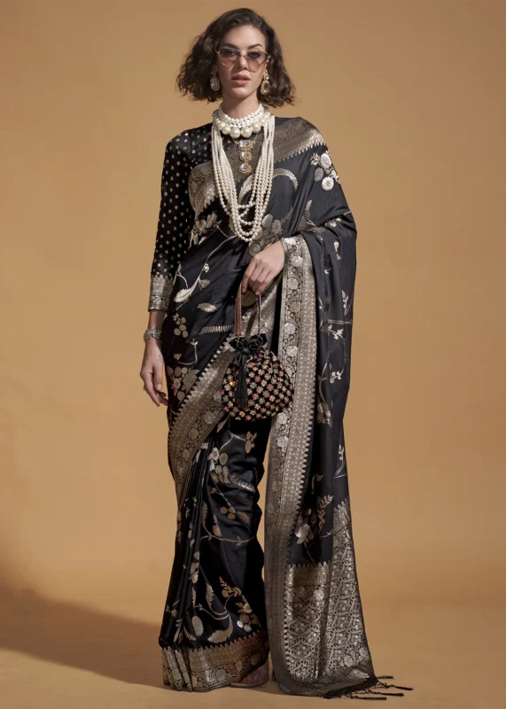 Black Banarasi Georgette Saree