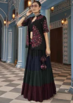 Black Multicolor Lehenga Choli with Mirror Work