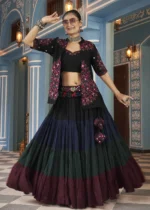 Black Multicolor Lehenga Choli with Mirror Work