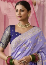 Lavender Banarasi Dola Silk Saree with Brocade Blouse