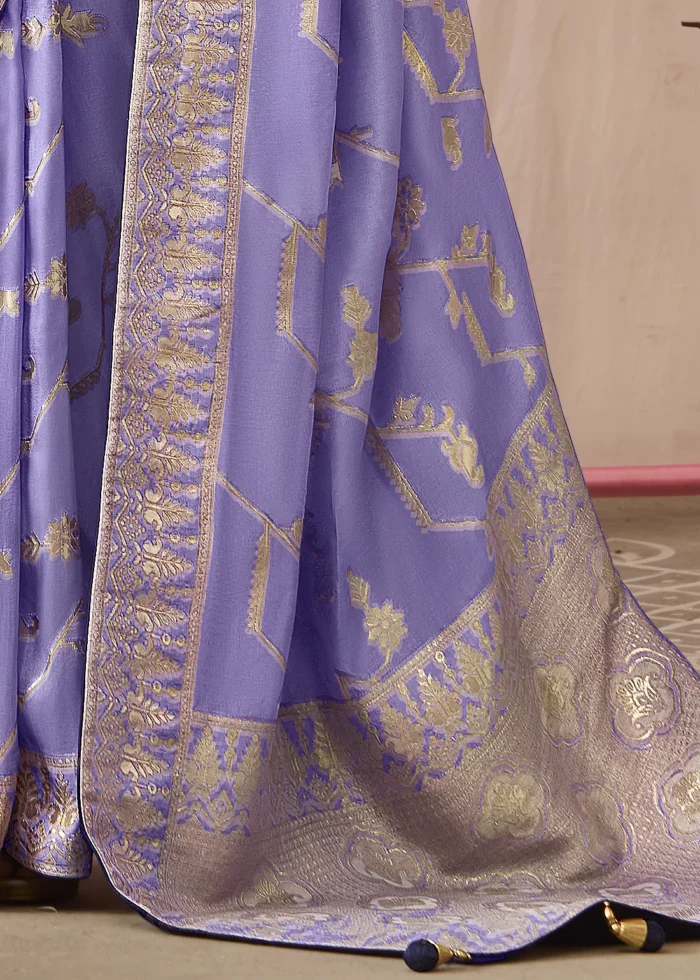 Lavender Banarasi Dola Silk Saree with Brocade Blouse