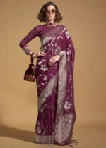 Magenta Banarasi Georgette Saree