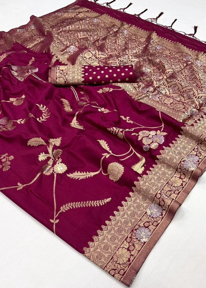 Magenta Banarasi Georgette Saree