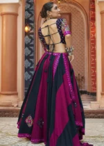 Magenta and Black Lehenga Choli with Mirror Work