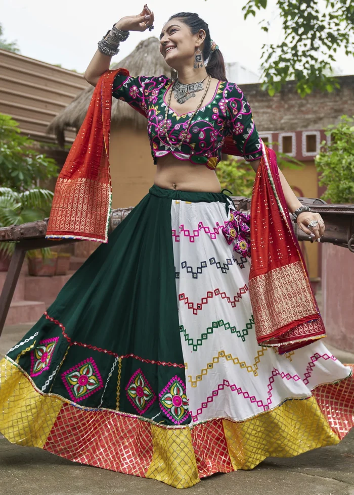 Multicolor Lehenga Choli with Mirror Work