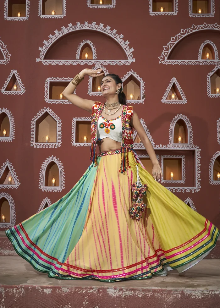 Multicolor Lehenga Choli with Mirror Work