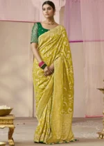 Old Gold Banarasi Dola Silk Saree with Brocade Blouse