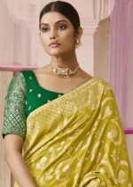 Old Gold Banarasi Dola Silk Saree with Brocade Blouse