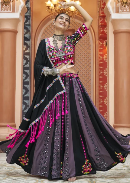 Purple and Black Lehenga Choli