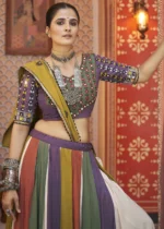 Purple and White Lehenga Choli with Mirror Work