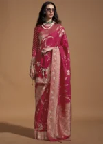 Raspberry Pink Banarasi Georgette Saree