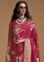 Raspberry Pink Banarasi Georgette Saree