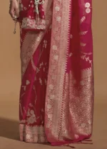 Raspberry Pink Banarasi Georgette Saree