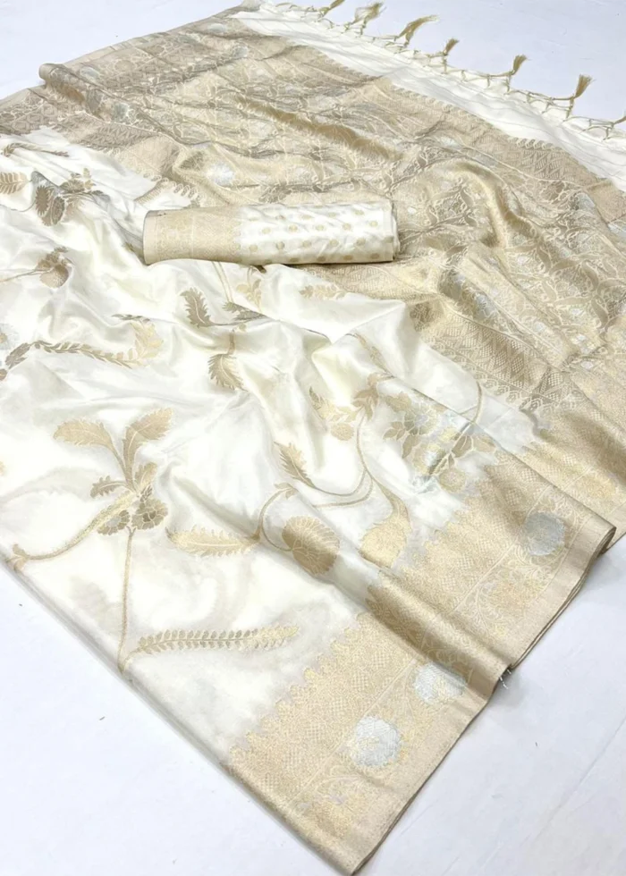 White Banarasi Georgette Saree