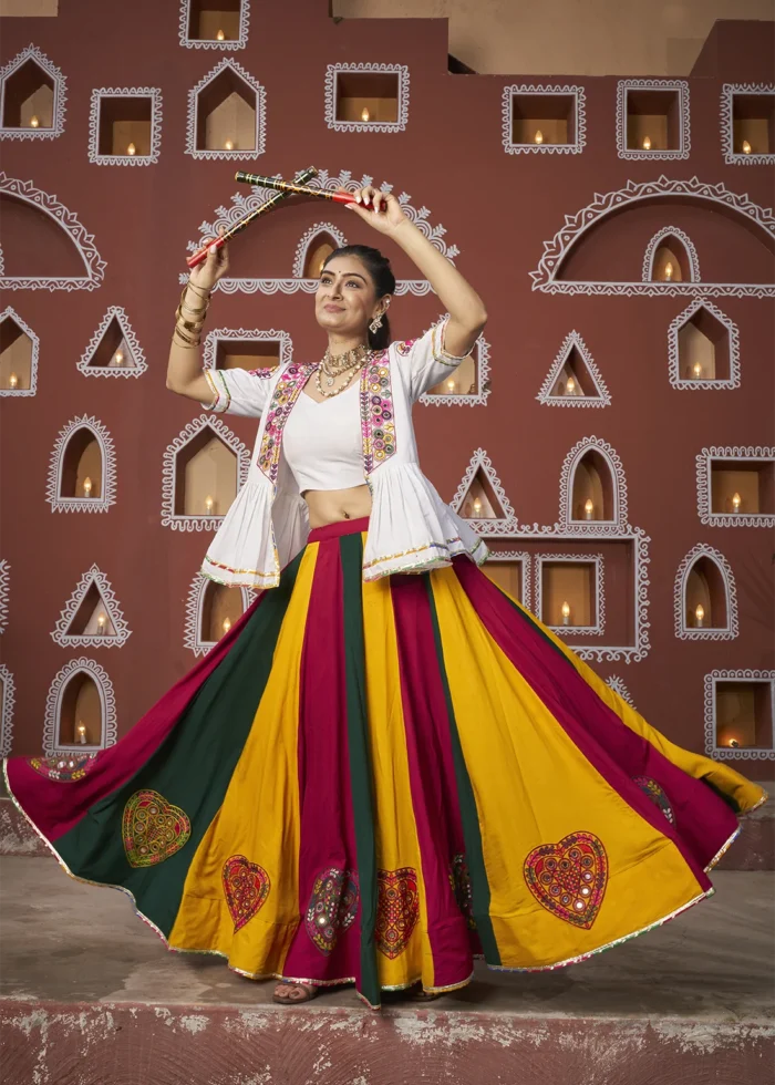 White Lehenga Choli with Mirror Work