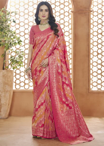 Multicolor Banarasi Satin Silk Saree