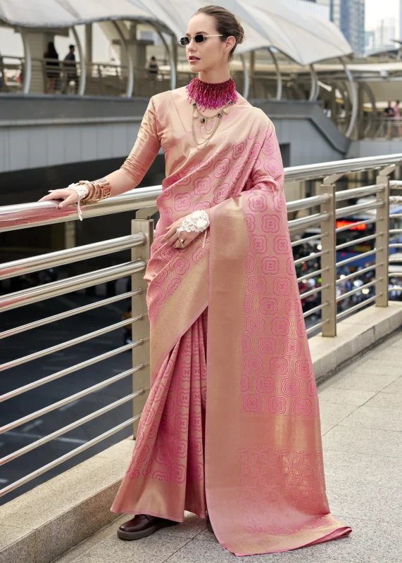 Flamingo Pink Kanjivaram Silk Saree