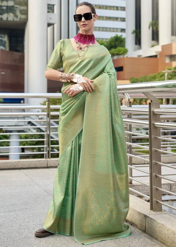 Pastel Green Kanjivaram Silk Saree