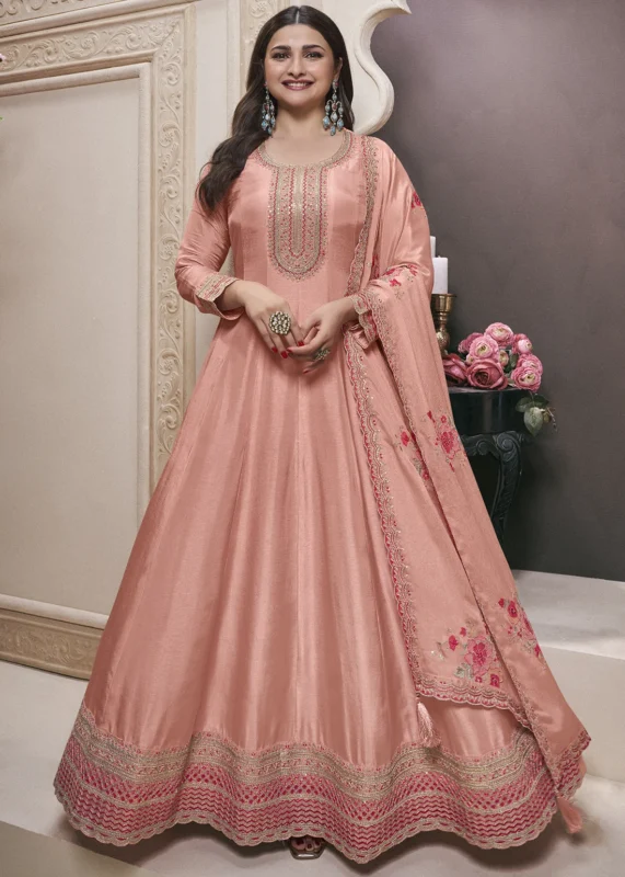 Peach Georgette Anarkali Suit